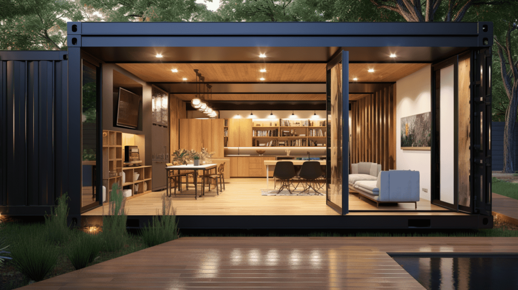 standalone shipping container extension with breezeway